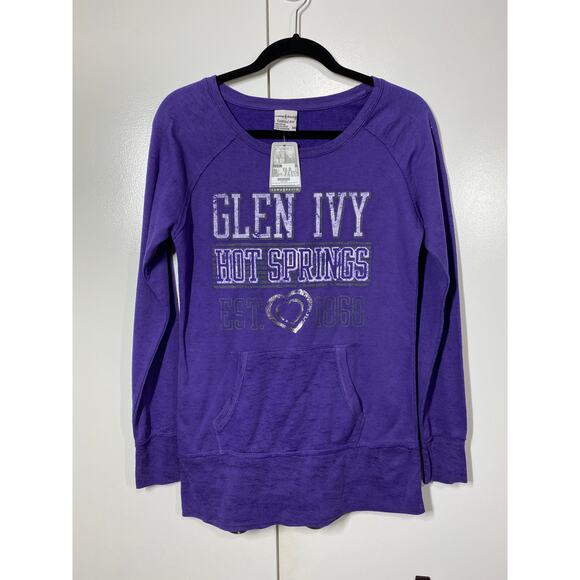 Glen Ivy Hot Springs Logo Purple Long Sleeve Tunic Top with Pocket Medium NEW - Picture 5 of 7